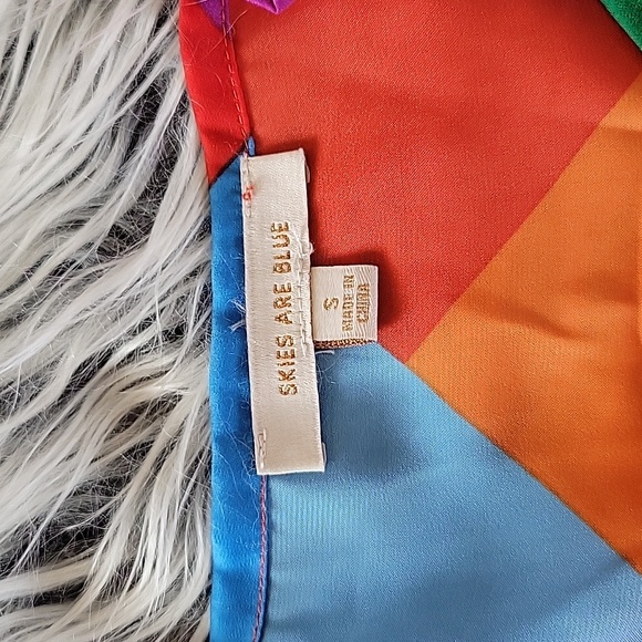 Skies Are Blue Anahi Rainbow Stripe Surplice Blouse Size S Colorful Peplum Top - Picture 6 of 9